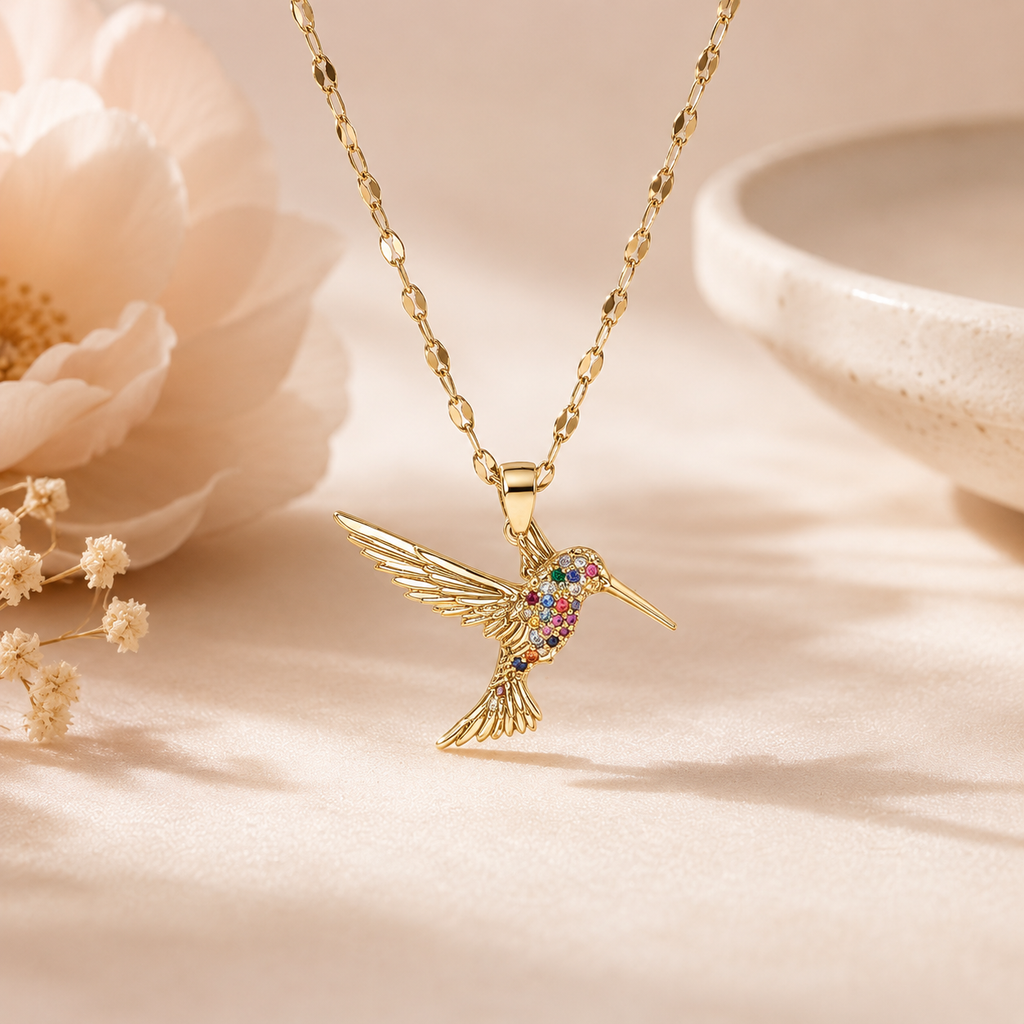 Zinnia Hummingbird Necklace