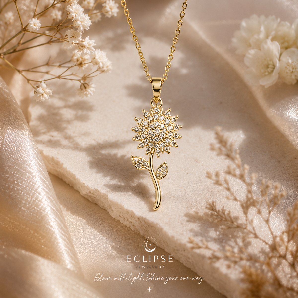 Solara Spinning Sunflower Necklace